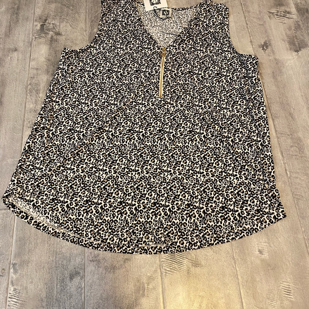 Anne Klein Black and White Animal Print Blouse